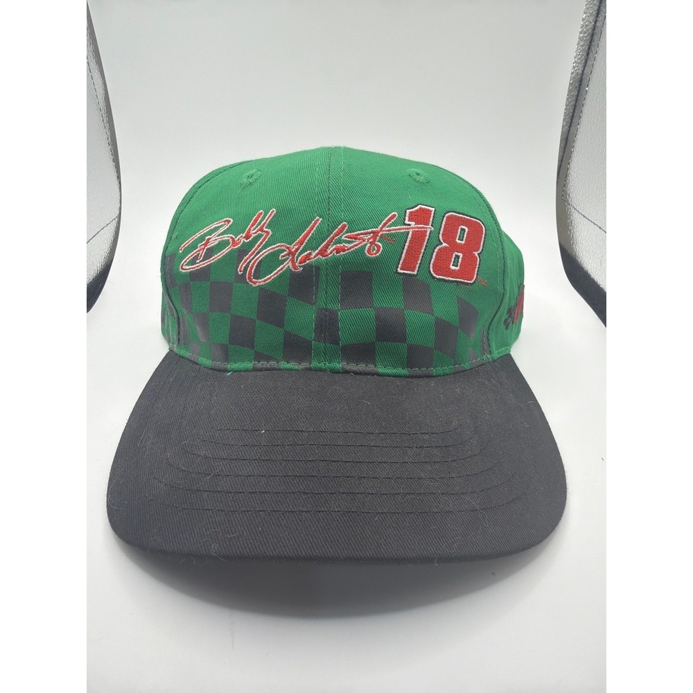 Bobby Labonte #18 Strapback Nascar Cap Hat Joe Gibbs Racing Green/Black Checked